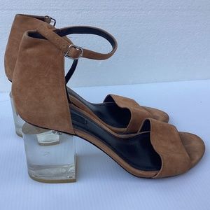 Alexander Wang Abby Lucite Suede Sandal Beige 8